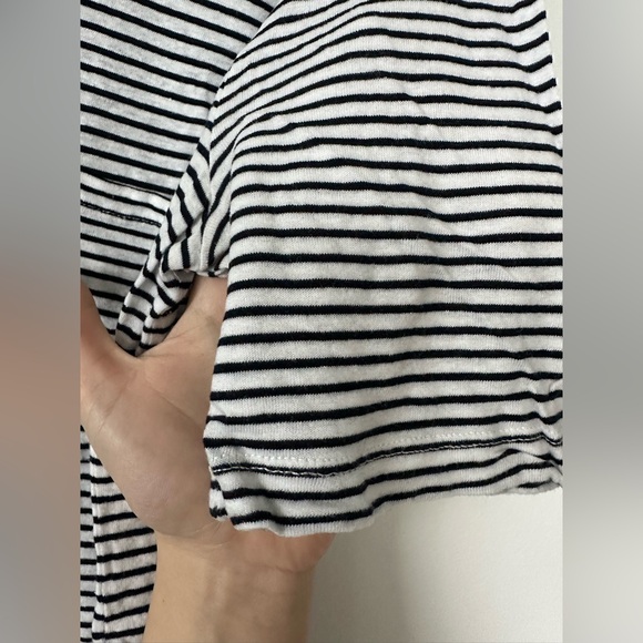 Massimo Dutti Linen Stripped Tshirt in Navy - Size L - Picture 3 of 6
